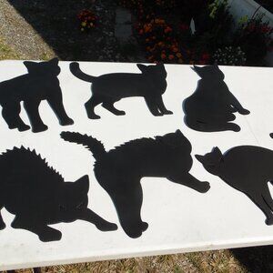 Halloween Spooky Cats Yard Decor with stakes and LED Glowing eyes!